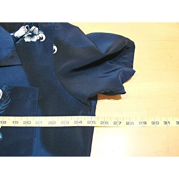 Kennington Ltd Hawaiian Skull Floral Button-Up Shirt Mens Blue & White Size Lg - Picture 6 of 9